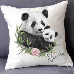 Personalised Panda Cushion Gift , Printed Name Design Throw Pillow For Girls Boys Bedroom Christmas - thumbnail 3