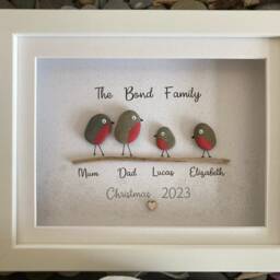 Family Christmas Gift, Robin Pebble Art - thumbnail 2