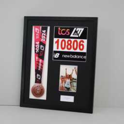 Personalised Marathon Medal Display. Black Frame To Suit A Medal, Bib & Photo - thumbnail 3