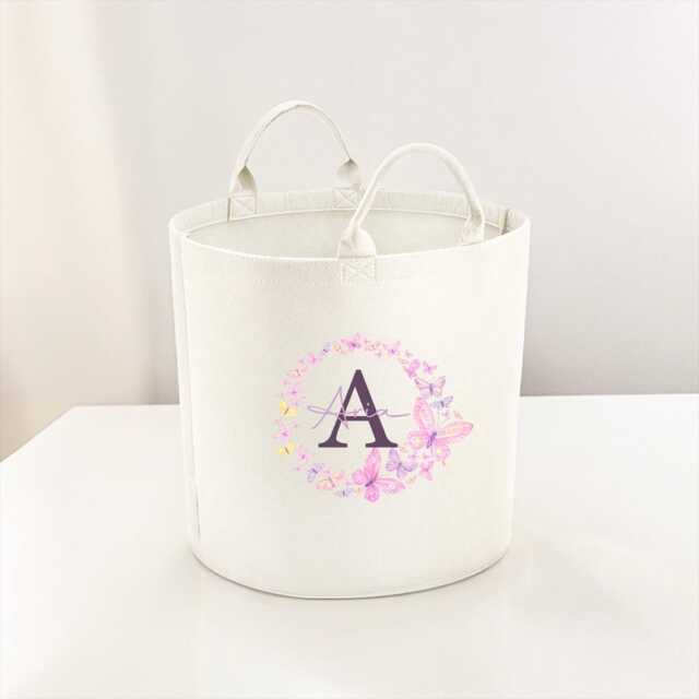 Personalised Toy Storage, Tub, Storage Basket, Box, Baby Shower Gift, Baby Nursery, Blanket Butterfly Floral Flowers Any Text - image 1