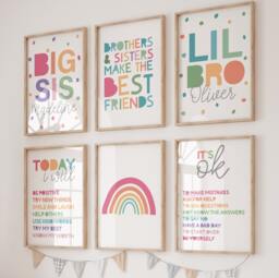 6 Brothers Sister Prints, Playroom Wall Art, Positive Affirmations, Motivational, Educational, Inspirational, Girls Bedroom, Boys Bedroom - thumbnail 1