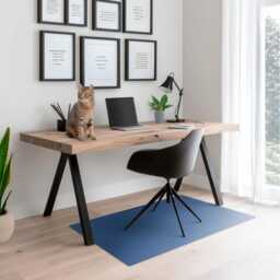 Color Blue Computer Chair Mat, Navy Office Pattern Vinyl Floor Protector, Protector - thumbnail 3