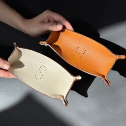Custom Mini Leather Travel Tray For Luxury Pens, Jewelry & Keys Tan Color Personalized - thumbnail 2