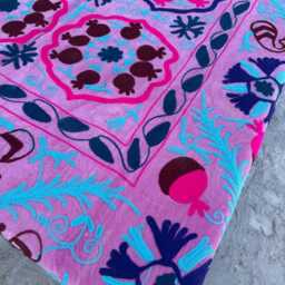 Handmade Velvet Suzani Quilt - Colorful Bohemian Bedspread - thumbnail 4