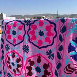 Handmade Velvet Suzani Quilt - Colorful Bohemian Bedspread - thumbnail 2