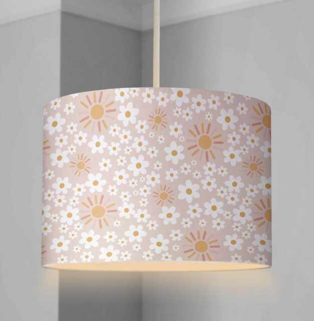 Lampshade - Nursery Sun & Daisy, Lampshade Or Table Lampshade Childrens Room Round - image 1