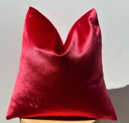 Red Velvet Pillowcase, Cotton Blend, Hidden Zipper, Decorative Cushion Sham Pillowcase