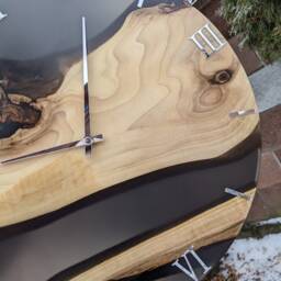Handmade Walnut Wood Wall Clock With Black Resin & Acrylic Numbers - thumbnail 3