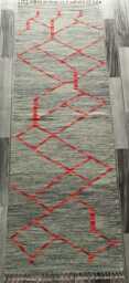 Nordic Runner Kilim Rug, Modern Artisan Scandinavian Afghan Turkish Abstract Art Wool Rug 192x69 cm - thumbnail 1