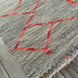 Nordic Runner Kilim Rug, Modern Artisan Scandinavian Afghan Turkish Abstract Art Wool Rug 192x69 cm - thumbnail 2