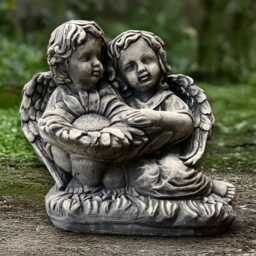 Concrete Baby Angel Sculpture Stone Children Figurine Outdoor With Sunflower Decoration Handmade Statue Memorial Kids Ornament - thumbnail 1