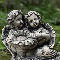 Concrete Baby Angel Sculpture Stone Children Figurine Outdoor With Sunflower Decoration Handmade Statue Memorial Kids Ornament - thumbnail 4