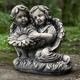 Concrete Baby Angel Sculpture Stone Children Figurine Outdoor With Sunflower Decoration Handmade Statue Memorial Kids Ornament - thumbnail 3