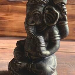 Stone Garden Ganesh Buddha Elephant Praying Statue Ornament - thumbnail 3