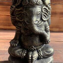 Stone Garden Ganesh Buddha Elephant Praying Statue Ornament - thumbnail 2
