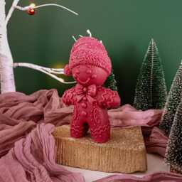 Gingerbread Man Christmas Candle Eco-Friendly Soy & Beeswax, Decor - thumbnail 3
