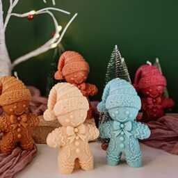Gingerbread Man Christmas Candle Eco-Friendly Soy & Beeswax, Decor - thumbnail 4