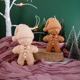 Gingerbread Man Christmas Candle Eco-Friendly Soy & Beeswax, Decor - thumbnail 2