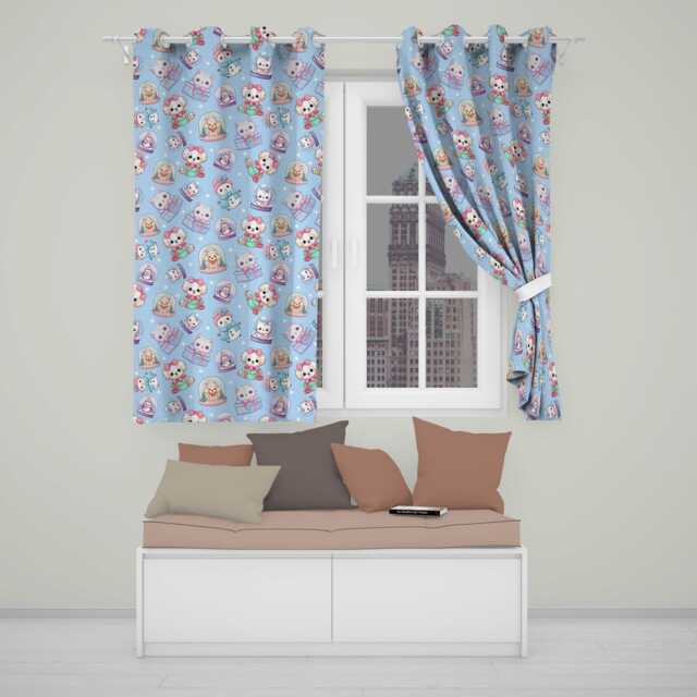 Cute Kawaii Christmas Pets Snow Globe Gift Pattern Seamless Readymade Eyelet Ring Top Thermal 100% Blackout Curtains - image 1