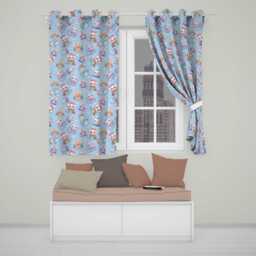 Cute Kawaii Christmas Pets Snow Globe Gift Pattern Seamless Readymade Eyelet Ring Top Thermal 100% Blackout Curtains - thumbnail 1