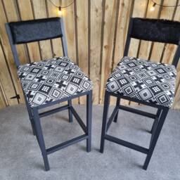 Cowhide Bar Stool - Counter With Backs Aztec Fabric - Sold Individually - Fpbk - thumbnail 3