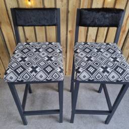 Cowhide Bar Stool - Counter With Backs Aztec Fabric - Sold Individually - Fpbk - thumbnail 4