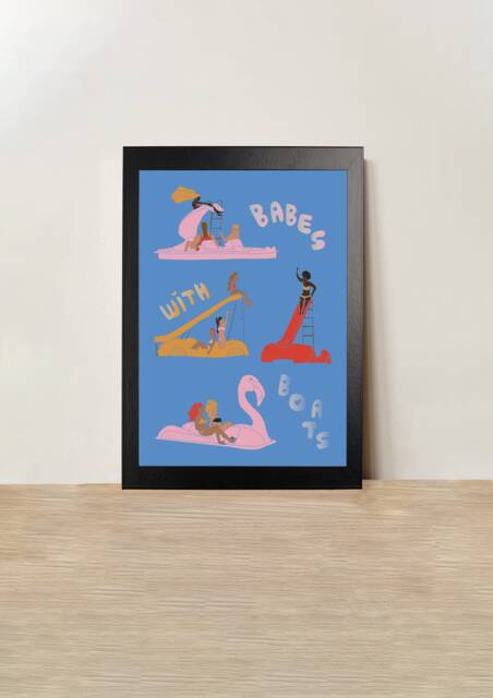 Babes & Boats Art Print - Chilled Summer Vibes - A4/A5 - image 1
