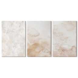 Set Of 3 Canvas Prints - Fashionable Textures in Light Pastel Colors, Beige Wall Art Large, Natural Decor - thumbnail 1