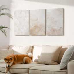 Set Of 3 Canvas Prints - Fashionable Textures in Light Pastel Colors, Beige Wall Art Large, Natural Decor - thumbnail 3