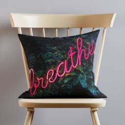 Tropical Pillow Cover, Faux Suede Square Cushion, Just Breathe Motivational Cushion - thumbnail 2