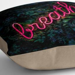 Tropical Pillow Cover, Faux Suede Square Cushion, Just Breathe Motivational Cushion - thumbnail 3