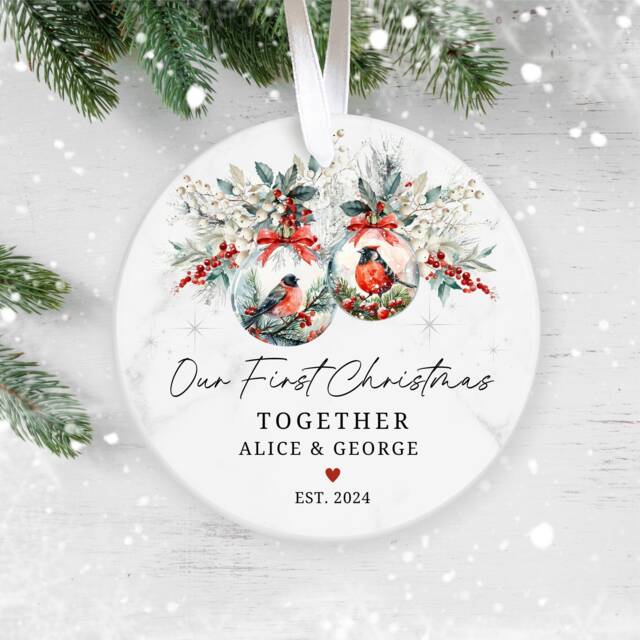 Personalised First Christmas Together Ornament, 1st Together, Ceramic Decoration, New Couple Gift, Keepsake Bauble - image 1