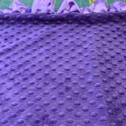 Free Embroidery Purple Minky Blanket With Lilac Satin Backing & Handmade Ruffles - thumbnail 3