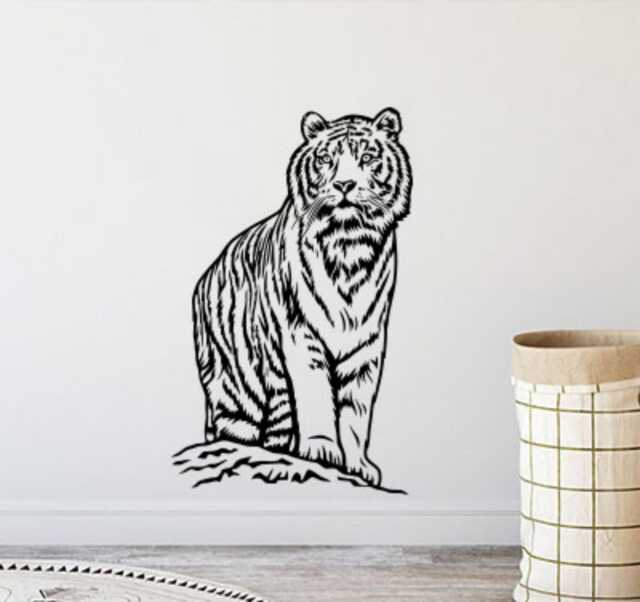 Tiger Wall Decal Safari Africa Decor Wild Cats Art Poster Vinyl Sticker Nature Nursery Animals Print S968 - image 1