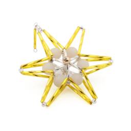 Czech Handmade Glass Bead Gold Star Christmas Ornament - thumbnail 2