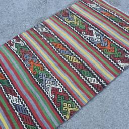 Vintage Kilim, Rug Rugs For Kitchen, 3.5x5.8 Ft Accent Green Handmade Turkish Bedroom Kilim - thumbnail 2