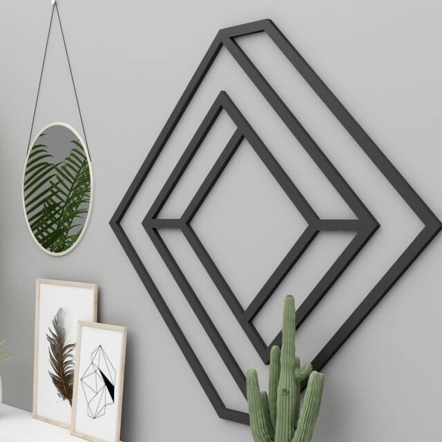 Polygonal Geometric Form, 3D Wall, Black Or White , 24.8 X Inches Gift For Home Modern Decor - Skuimpre - image 1