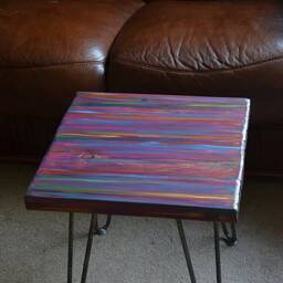 Beautiful Square Coastal Cottage Side Table Hand Painted in Our Unique Candy Stripe Finish 50 cm With 16 - thumbnail 2