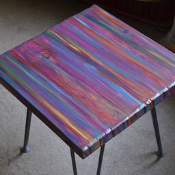Beautiful Square Coastal Cottage Side Table Hand Painted in Our Unique Candy Stripe Finish 50 cm With 16 - thumbnail 3