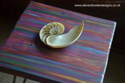 Beautiful Square Coastal Cottage Side Table Hand Painted in Our Unique Candy Stripe Finish 50 cm With 16