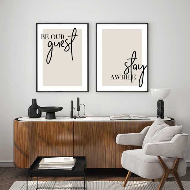 Guest Room Wall Art Prints Modern Beige Decor - Set Of 2 - image 1