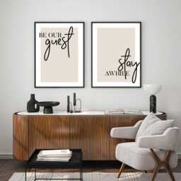 Guest Room Wall Art Prints Modern Beige Decor - Set Of 2 - thumbnail 1