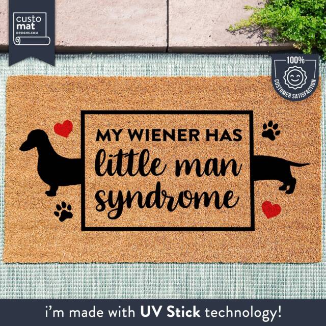 Cheeky Wiener Mat - My Has Little Man Syndrome Gifts For Him Dog Doormat Sausage Funny Dachshund Lover - image 1