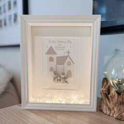 Christening Church Pebble Art Personalised Picture Frame Keepsake For Christening Baby Child Parents Gift Baptism UK - thumbnail 2
