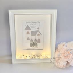 Christening Church Pebble Art Personalised Picture Frame Keepsake For Christening Baby Child Parents Gift Baptism UK - thumbnail 3