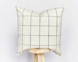 Check Black & Beige/Cream Checked Modern Farmhouse Country Pillow Cover Cushion - thumbnail 1