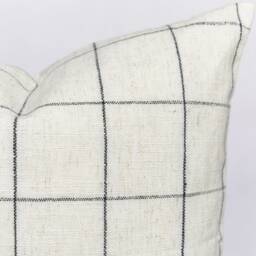 Check Black & Beige/Cream Checked Modern Farmhouse Country Pillow Cover Cushion - thumbnail 2