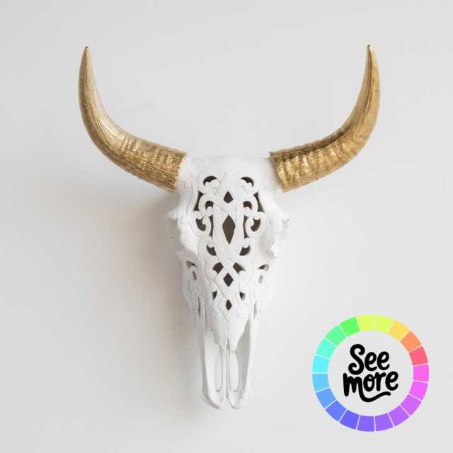 Carved Faux Bison Skull - Decorative Resin Wall Decor - image 1