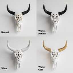 Carved Faux Bison Skull - Decorative Resin Wall Decor - thumbnail 3