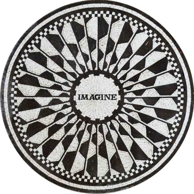 Mosaic Medallion Rug Black & White Marble Art - 24x24 Inch - image 1